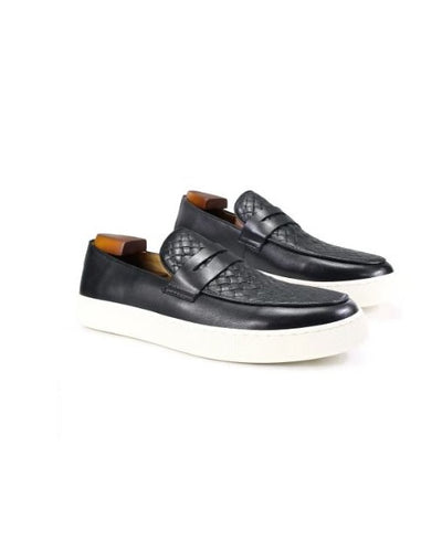 BLACK GOVERNORS BASKET AND CALF LEATHER MIX SNEAKERS - WHITE SOLE