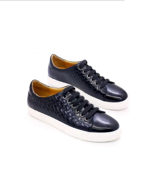 BLACK GOVERNORS BASKET LACE UP WITH RING DETAIL - WHITE SOLE