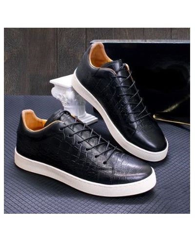 BLACK GOVERNORS ALLIGATOR LACE UP SNEAKERS