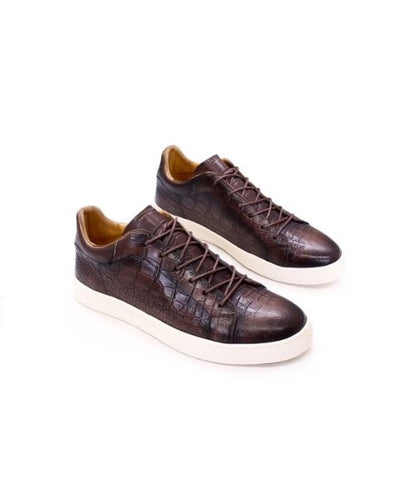 BROWN GOVERNORS ALLIGATOR LACE UP SNEAKERS