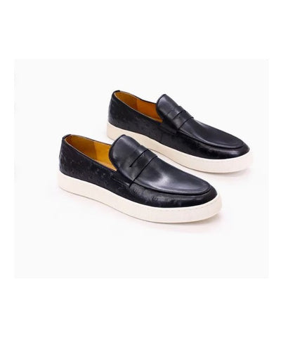 BLACK GOVERNORS BELGIAN OSTRICH AND CALF SKIN MIX SNEAKERS