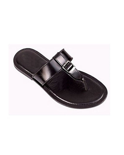 Top buckle Detail Leather Slippers