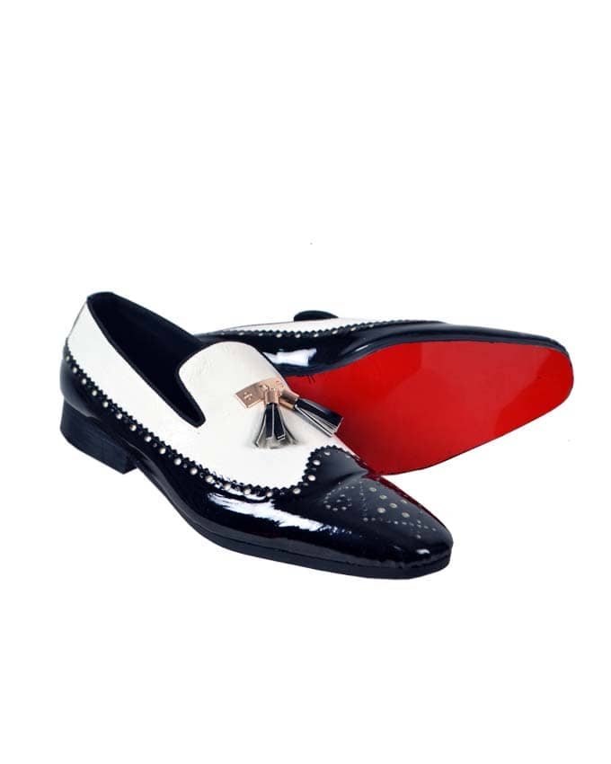 White and Black Brogues with Tassel