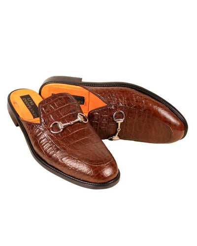 Kenn Banks Croc Skin Horsebit Half Shoe - Brown