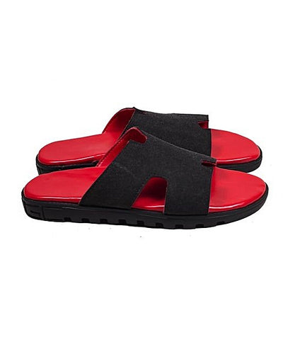 KENN BANKS RED/BLACK SLIPPERS H SLIDES