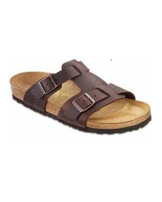 MENS BROWN LEATHER OPEN TOE SLIPPERS