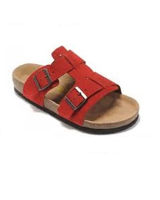 MEN'S RED SUEDE OPEN TOE SLIPPERS