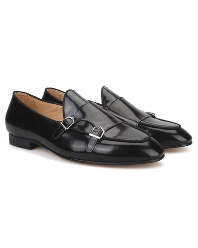 Men Pure Leather Double Monkstrap Loafers