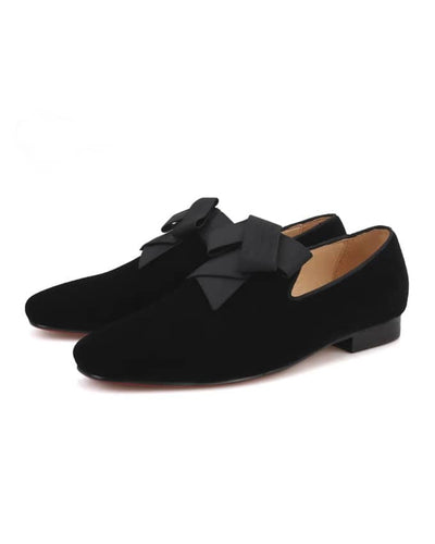 Senior Men Suede Stylish Bowtie Loafers