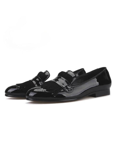 Men Patent Finger Tassel Loafers