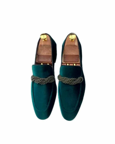 MEN'S WEAVED TASSEL LOAFERS - GREEN