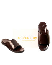 DARK BROWN LEATHER SLIDES - GOVERNORS