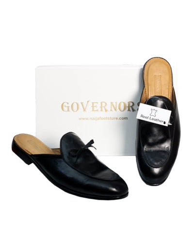 GOVERNORS LEATHER KNOT HALFSHOE - BLACK