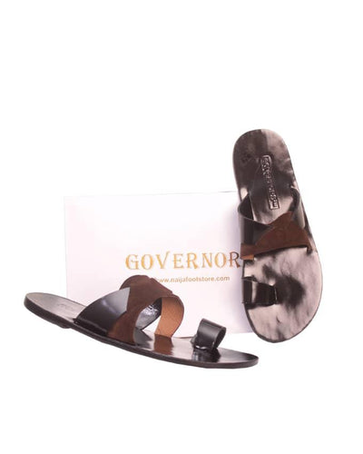 Black Governors Coffers Slippers with Suede Detail