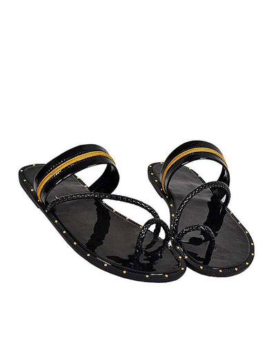 Patent Zipper thong-design slippers for men