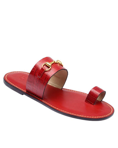 Men's red skin leather slippers