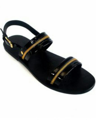 Patent Leather Zipper Sandals for Men